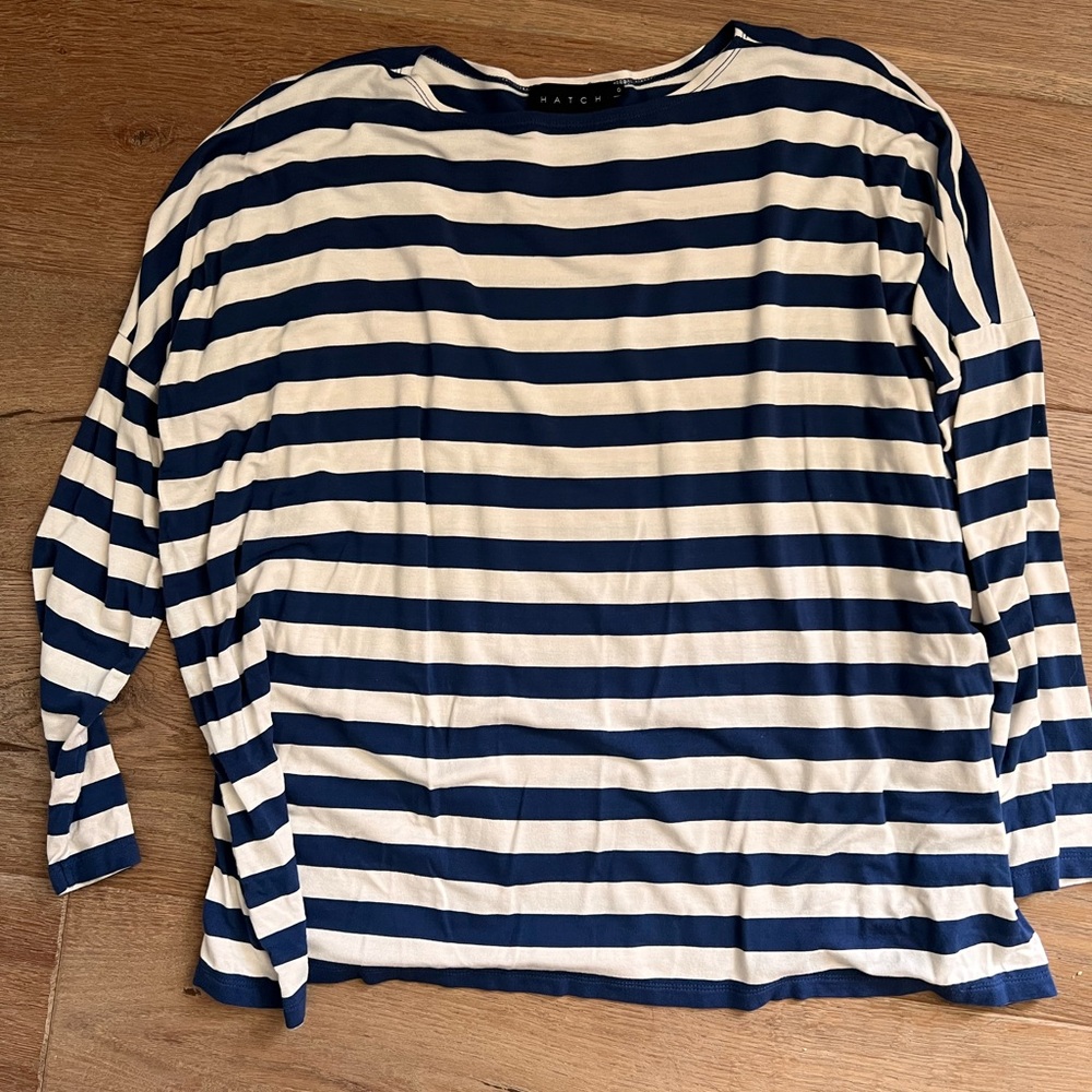 Hatch maternity long sleeve t shirt blue white striped